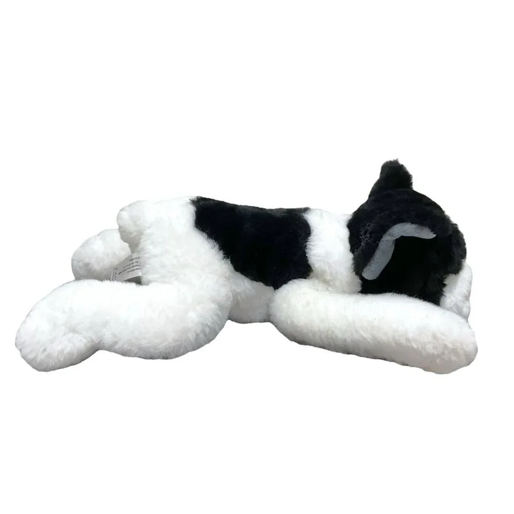 FAO Schwartz Boston Terrier Dog Puppy Laying Down Plush‎ Toy Stuffed Animal